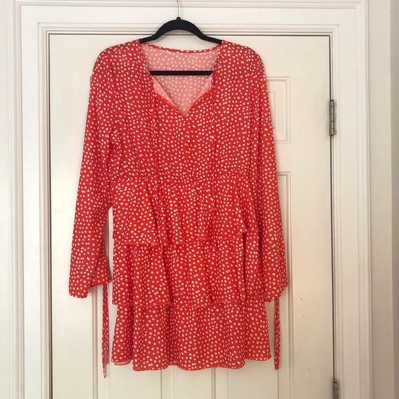 amazon Dresses & Skirts - Amazon orange and white polka dot dress